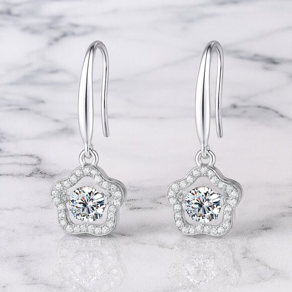 "MaryKate" Lab Diamond 925 Clover Earrings - Picture 1 of 2